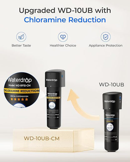 Waterdrop 10UB-CM Under Sink Water Filter (Include: System+ 𝐅𝐚𝐮𝐜𝐞𝐭) for 99% Chloramine Reduce- Ideal for California, Florida and Washington- NSF/ANSI 42 Certified- 𝐰𝐢𝐭𝐡 𝐅𝐚𝐮𝐜𝐞𝐭