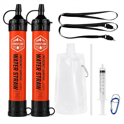 Straw, Lightweight, Reusable Survival Filtration Portable Gear Suitable Camping, Hiking, Travel, Biking, Survival Team Family Outing (2 Pcs)