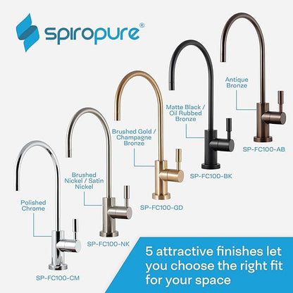 SpiroPure NSF-Certified Lead-Free Air Gap RO Faucet, Antique Bronze, Reverse Osmosis Replacement Water Filter Faucet, 3 Line Filtered Faucet, SP-FC100-AB