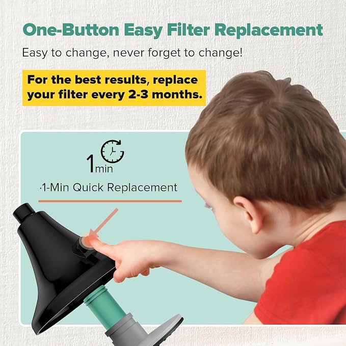 Homlord High Pressure Filtered Shower Head, One-Button Filter Replacement, Removes Chlorine & Impurities, Say Goodbye to Dry Skin & Frizzy Hair, 1-Minute Installation, Matte Black