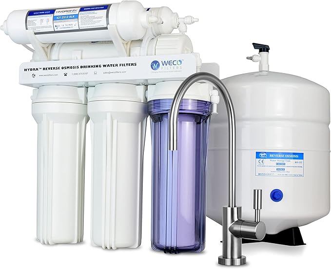 WECO (HYDRA-75ALK) Granular Activated Carbon and Reverse Osmosis Water Filter System with Chlorine Reduction Feature - Top-Mounted Faucet Design Reverse Osmosis Drinking Water Filter System