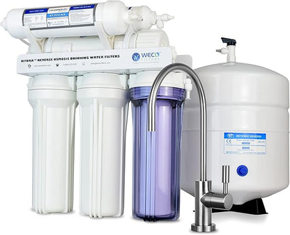 WECO (HYDRA-75ALK) Granular Activated Carbon and Reverse Osmosis Water Filter System with Chlorine Reduction Feature - Top-Mounted Faucet Design Reverse Osmosis Drinking Water Filter System