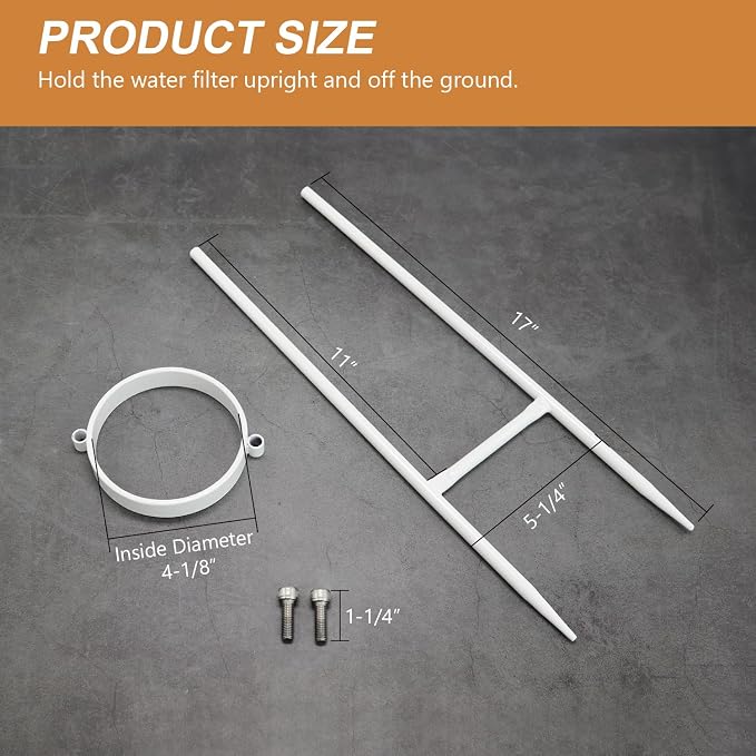RV Water Filter Stand – Powder-Coated Iron Holder – Keeps Inline Filters Upright & Off the Ground – Prevents Hose Kinking & Tangling – Easy Tool-Free Setup – Rust-Resistant Exterior