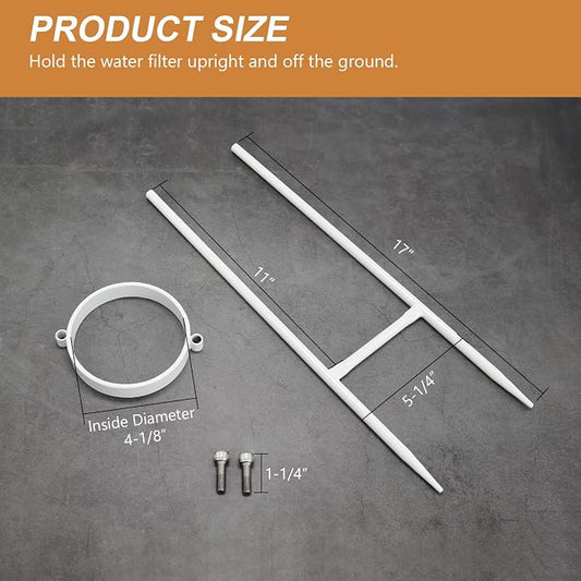 RV Water Filter Stand – Powder-Coated Iron Holder – Keeps Inline Filters Upright & Off the Ground – Prevents Hose Kinking & Tangling – Easy Tool-Free Setup – Rust-Resistant Exterior