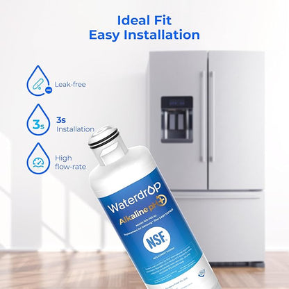 Waterdrop Alkaline DA97-17376B Refrigerator Water Filter, Enhances pH, Replacement for Samsung® HAF-QIN/EXP, DA97-08006C, RF28R7201SR, RF28R7351SG, WD-F45-AL, 2 Filters