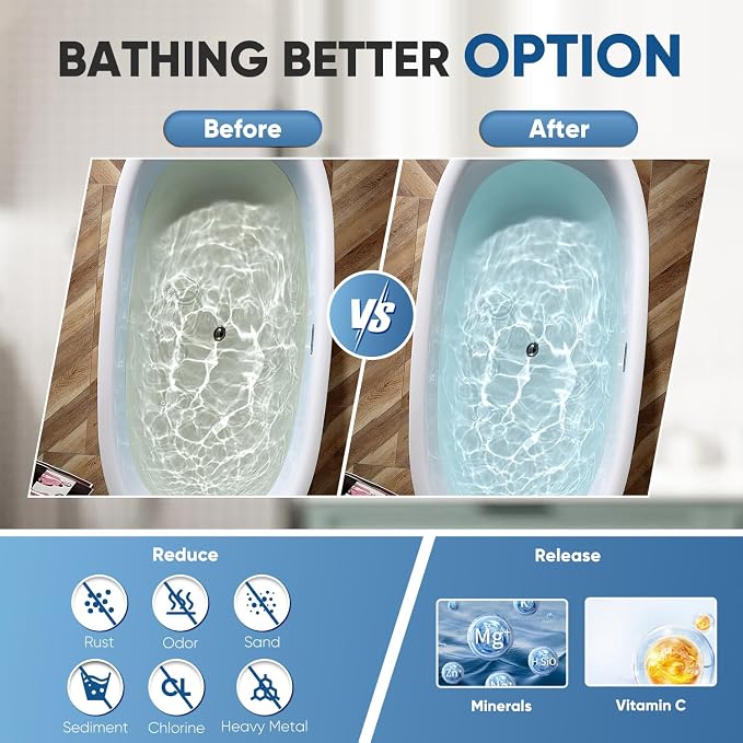 PUREPLUS Bathtub Bath Water Filter Replacement Cartridge, 11 Stages 2500 Gallons Filtration, Reduces Chlorine & Heavy Metals, Replacement for Standard Bathtub Bath Water Filter, 2PACK