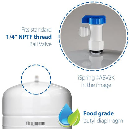 iSpring 5.5 Gallon RO Water Storage Tank Bundle with John Guest 3/8 Inch Female Shut Off Valve