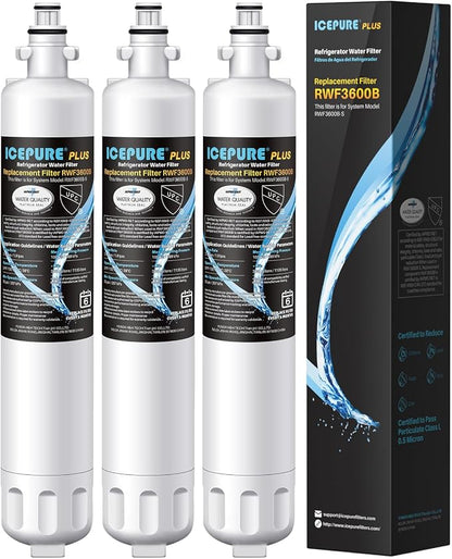 ICEPURE RPWF Refrigerator Water Filter, Replacement for GE RPWF (Not RPWFE), RWF1063, RWF3600B, WDS-RPWF, WSG-4, DWF-36, R-3600, AQF-RPWF, MPF15350, OPFG3-RF300, WF277, 3Pack