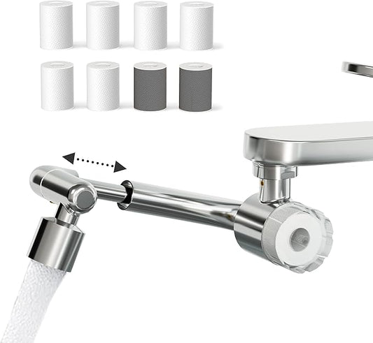 Frizzlife Water Filter for Sink Faucet Extender, Certified Reduce 99% Chlorine, 1080° Rotating Tap Aerator, 3 Modes Spray Attachment for kitchen/Bathroom/Toddlers, Extra Extension