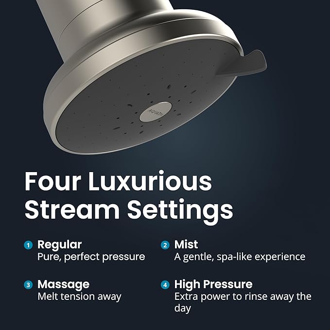 AquaTru Shower - Advanced Shower Filter Removes Impurities from Hard Water to Support Healthy Skin, Scalp, Hair, Reduce Breakage, and Enhance Your Beauty and Self-Care Routine (Brushed Nickel)