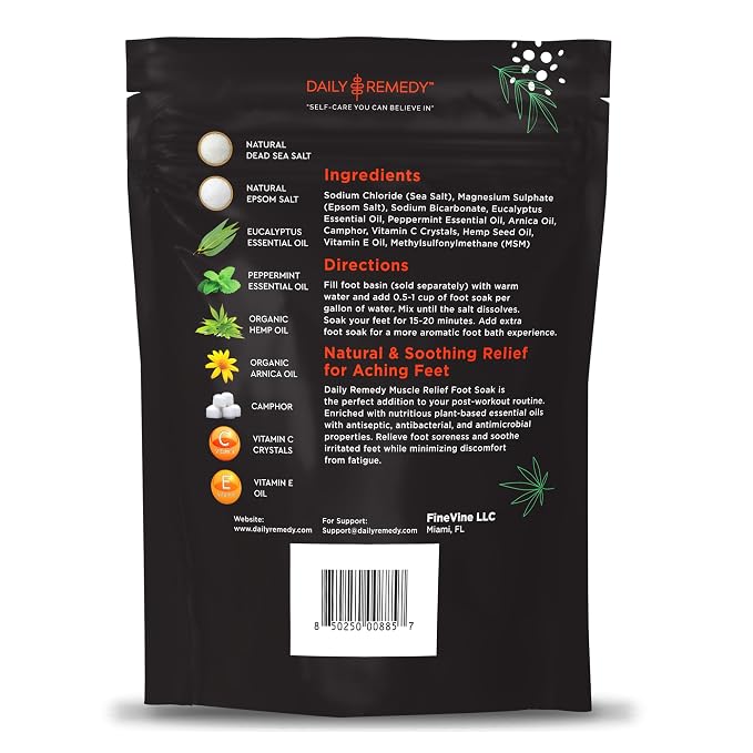 Muscle Relief Foot Soak with Epsom Salt, Made in USA, Soothe Tired Feet, Softens Calluses and Helps Athletes Foot 1lbs