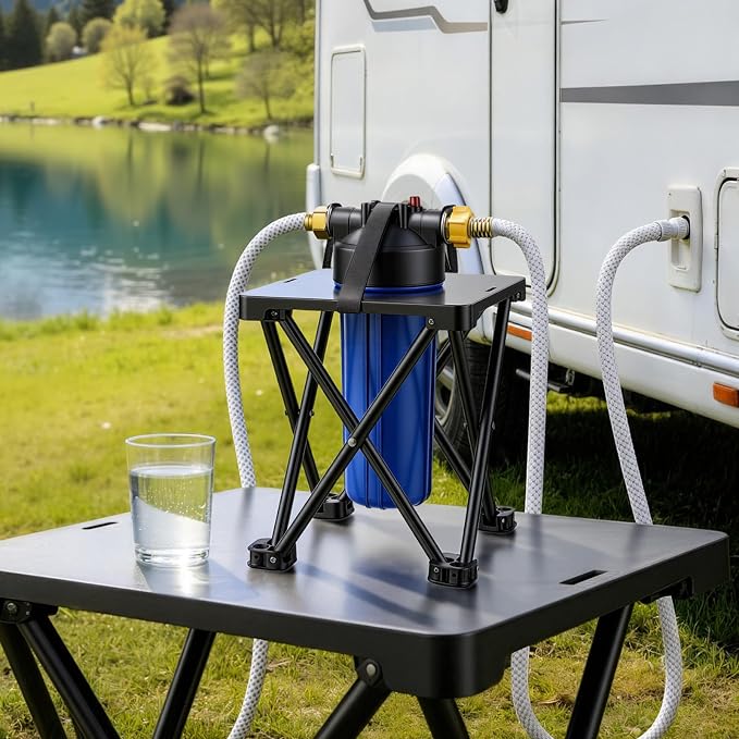 VEVOR RV Water Filter System for Campers, RVs & Travel Trailers, 2.5 x 10 in 5-Micron Filter with Cartridge & Bracket, Reduces Sediment, Chlorine, Bad Taste & Odors