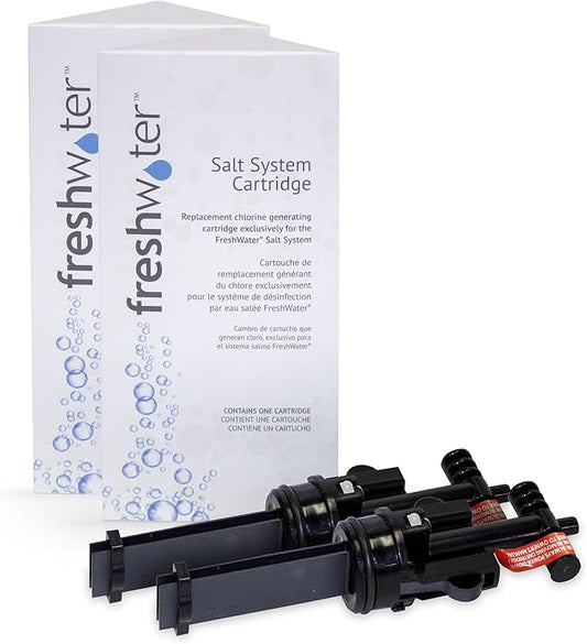 FreshWater Salt System Cartridge - Water Treatment Replacement Cartridge for Spas & Hot Tubs - Easy Maintenance - Supports Natural-Feeling Water to Help Prevent Dry Eyes & Itchy Skin (2 Pack)
