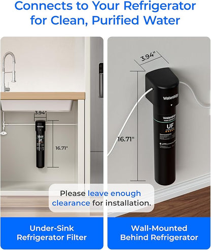 Waterdrop 15UC-UF 0.01 μm Inline Water Filter for Refrigerator, 2 Years, In Line Water Filter for Icemaker, Ideal for Ice Maker, RV, Refrigerator, 1/4 inch Direct Connect, NSF/ANSI 42 Certified