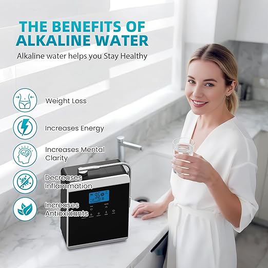 Alkaline Water Ionizer Machine for Home, 11 Titanium Plates Alkaline Water Machine, pH 4-10.5 Acid Water Purifier, Water Filter Up to -600mV ORP | 10000 Liters Per Filter