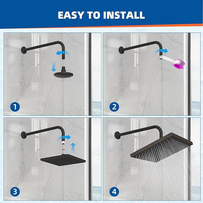Hibbent cUCPC Certified Thickness Metal Rain Shower Head, 12'' High Pressure Shower Heads, Large Bathroom Shower Head with Adjustable Brass Ball Joint, Waterfall Full Body Coverage, Oil Rubbed Bronze