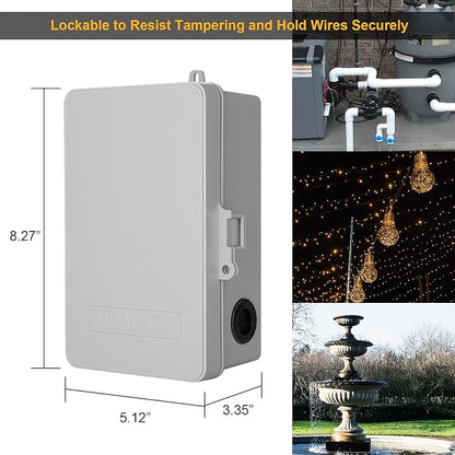SURAIELEC WiFi Pool Timer, 40 AMP, 1HP 120V, 2HP 240V, Outdoor Indoor Smart Switch, Heavy Duty Pool Controller Light Timer Box for Pump, Water Heater, Spa, Powerful Electrical Appliances