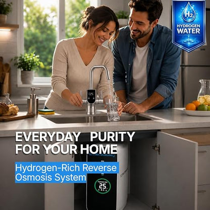 HYDROZENIT - Zenit600 Hydrogen - Reverse Osmosis Water Filter with Hydrogen Generator | 600GPD RO System | Smart Faucet Digital Display | Leak Detector & 5-Stage Filtration | Hydrogen Water Machine
