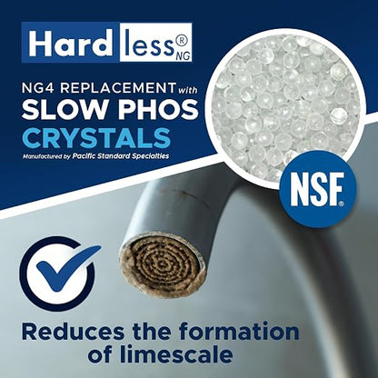 Hardless NG4 Whole House Water Filter with Extra NG4 Replacement Cartridge - Salt-Free Water Softener Alternative, 3/4" Inlet/Outlet, Compact, Easy to Install, Designed for Areas w/Hard Water