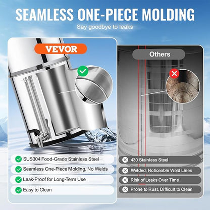 VEVOR Gravity-fed Water Filter System, 2.25G 304 Stainless-Steel Countertop System, Water Filtration System, Reduces Lead and up to 99% of Chlorine, with 2 Carbon Filters, Water Level Spigot, Stand