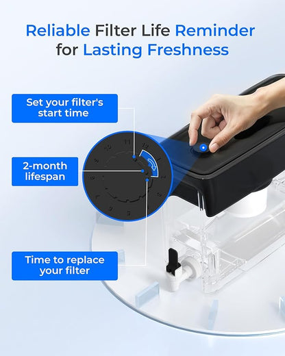 Waterdrop Fluoride-Reducing Water Filter Dispenser, 35-Cup, 150-Gallon Long-Life, Large Capacity, Reduces Chlorine, PFOA/PFOS and More, BPA Free, Black (with 1 Filter)