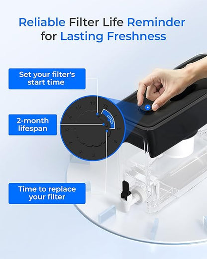 Waterdrop 35-Cup Large Water Filter Dispenser, Fluoride-Reducing, 150-Gallon Long-Life, Reduces Chlorine, PFOA/PFOS and More, BPA Free, Black (with 3 Filters)