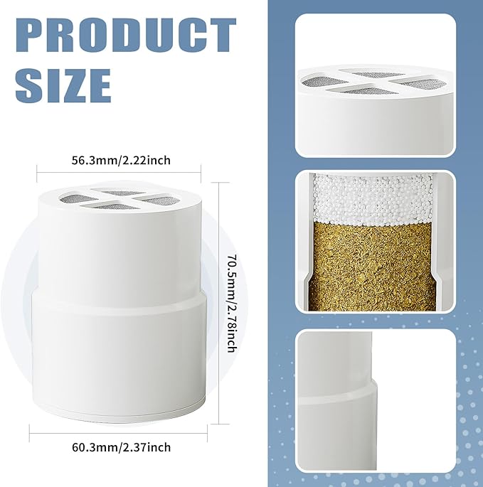 2-Pack Replacement Filter for JOLIE Shower Head, Compatible with JOLIE Shower Filter Cartridge, Reduces Chlorine, Heavy Metals & Impurities, Softens Skin & Hair