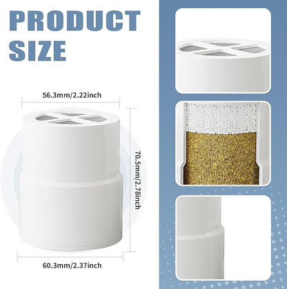 4-Pack Replacement Filter for JOLIE Shower Head, Compatible with JOLIE Shower Filter Cartridge, Reduces Chlorine, Heavy Metals & Impurities, Softens Skin & Hair
