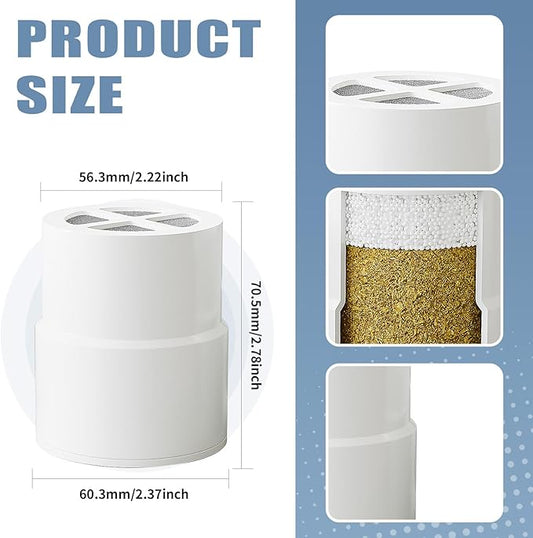 4-Pack Replacement Filter for JOLIE Shower Head, Compatible with JOLIE Shower Filter Cartridge, Reduces Chlorine, Heavy Metals & Impurities, Softens Skin & Hair