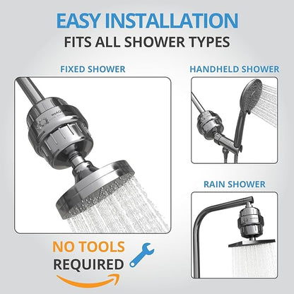 weAQUA Heavy Duty NO BS Shower Filter with Extra Replacement Cartridge – 99% Removal for Hard Water, Chlorine, Fluoride, Heavy Metals, Micro-Life, Organics and More (Chrome)