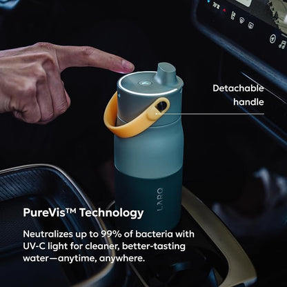 LARQ PureVis 2 Self Cleaning Water Bottle - UV Water Purifier with Filter Straw, Smart App Hydration Tracking, Insulated Stainless Steel