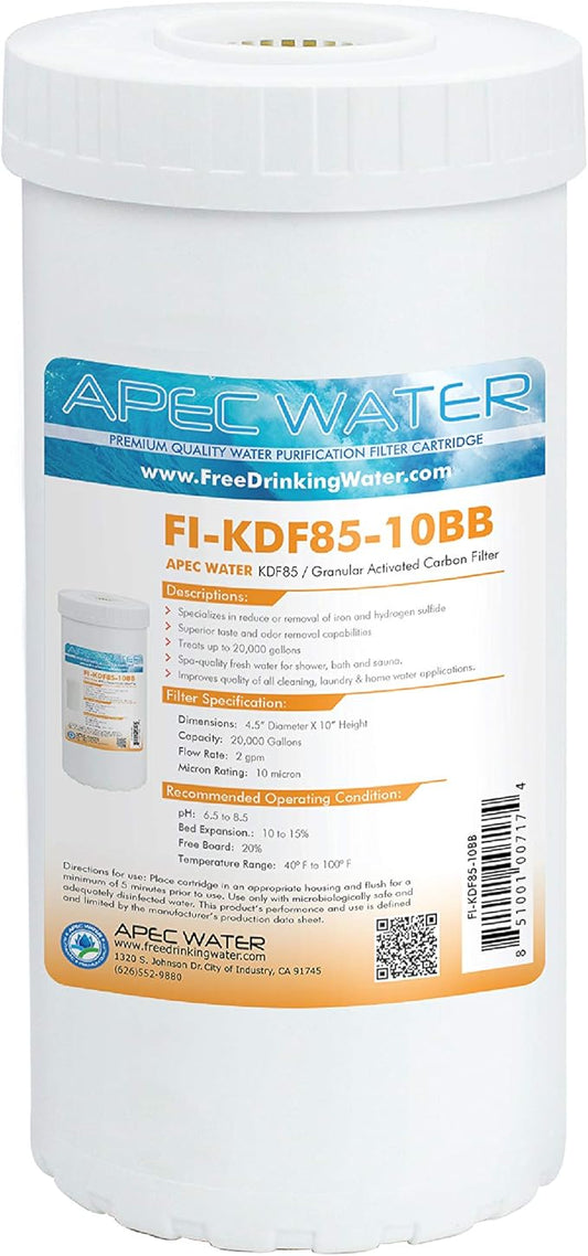 APEC Water Systems FI-KDF85-10BB US Made Iron and Hydrogen Sulfide Reduction Replacement Water Filter, 4.5"x10"