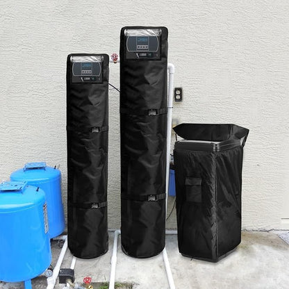Bitubi Water Softener System Cover Outdoor for PRO+AQUA Water Softener System, 2Pcs Softener Tank/Filter Cover + 1Pcs Brine Tank Cover, All Weather Protection, Black