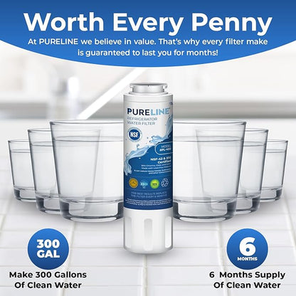 Pureline UKF8001 Refrigerator Water Filter Replacement, EDR4RXD1, Everydrop Filter 4, UKF8001AXX-750, UKF8001AXX-200, Maytag UKF8001, Whirlpool EDR4RXD1, 4396395, Kenmore 9084, 9006, (3 Pack)