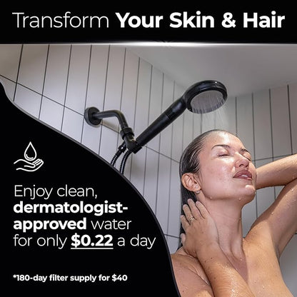 Silvery High Pressure Filtered Shower Head - Dermatologist-Approved Clean Water with Silvery Technology™ Filter - Showerhead Removes Impurities for Healthier Skin, Hair, Scalp (Handheld Showerhead)