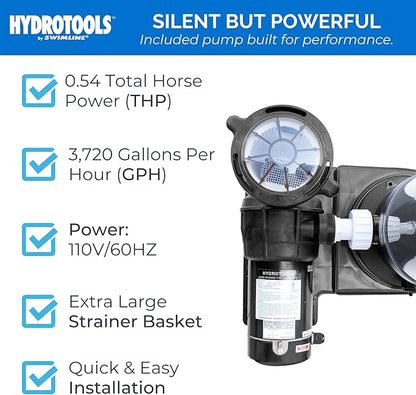 SWIMLINE HYDROTOOLS Model 76051 Sure-Flo Above-Ground Pool Cartridge Filter System - 50 Sq. Ft. Filtration Area, 0.75 THP, 3,720 GPH, 110V/60Hz Single Speed Pump for Pools up to 15,600 Gallons