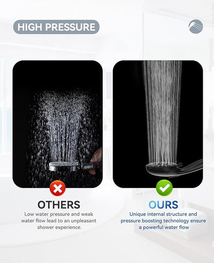 JDO Shower Head with Handheld, High Pressure Handheld Shower Head 9 Settings, Detachable Shower Head Set with Stainless Steel Hose and Shower Bracket (Matte Black)