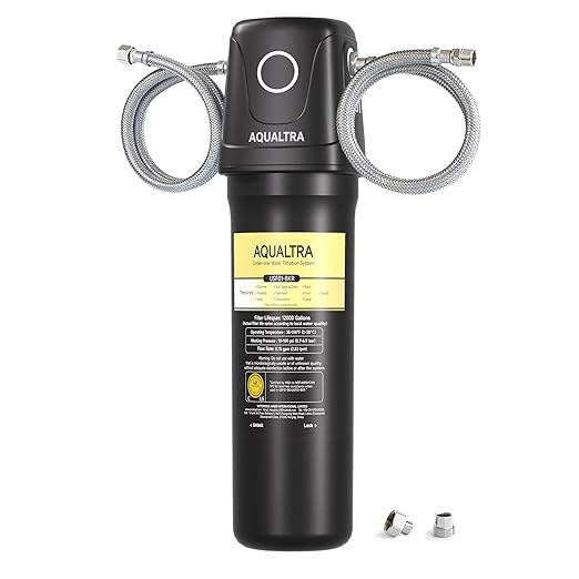 AQUALTRA USF01-BK Under Sink Water Filter System, 12K Gal, NSF/ANSI 372/CAN Certified, Reduces PFOA, PFOS, Chlorine, Lead, Mercury, Chloramine, Fluoride, Microplastics Particles, Bad Taste & Odor