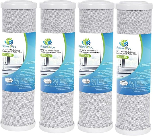 CFS Carbon Block Filters for GE GXWH04F, GXWH20F, GXWH20S, GXRM10, 4 Pack | Also fits 40621, FXWTC, WHKF-WHWC, WFPFC8002, WFPFC9001, GXWH04F, GXWH20F, GXWH20S, GXRM10, 3WH-STDCW-F02; 5 micron