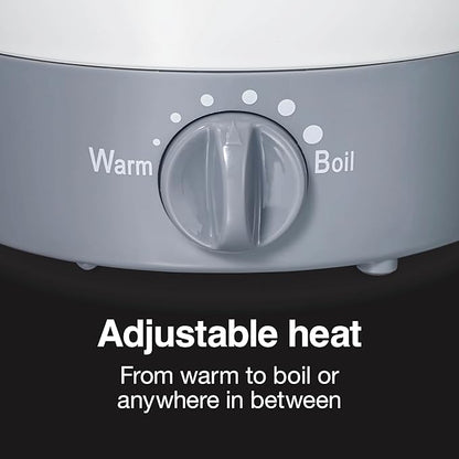 Proctor Silex 32oz Adjustable Temperature Hot Pot, Electric Kettle for Tea, Boiling Water, Cooking Ramen, Noodles and Soup, PFAS-Free Nonstick Coating, White (48507MN)