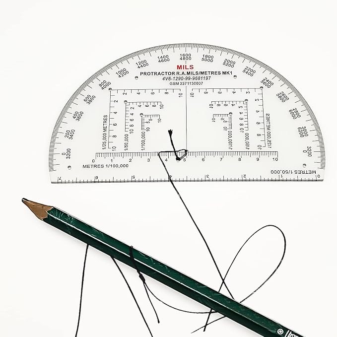 CYA MP-1 6" Half Circle Military Map Protractor - Mils Romer Scale Tool | Thick waterproof 6" half circle map protractor with mils & romer scales. Fits 1:25k, 1:50k & 1:100k UTM/MGRS charts.