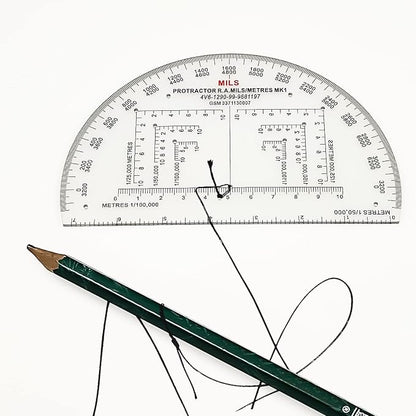 CYA MP-1 6" Half Circle Military Map Protractor - Mils Romer Scale Tool | Thick waterproof 6" half circle map protractor with mils & romer scales. Fits 1:25k, 1:50k & 1:100k UTM/MGRS charts.