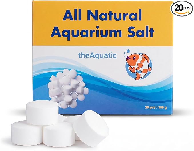 Premium Aquarium Salt, Aquarium Salt Freshwater Tablets for Aquarium Water Treatments Essential Supplies (20 Tablets)