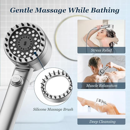 FEELSO Filtered Shower Head with Handheld, High Pressure 4 Spray Showerhead with Filters & Upgraded Anti-clog Nozzles for Hard Water -Remove Chlorine, Reduce Dry Itchy Skin -ON/OFF Switch