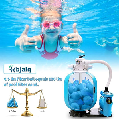 Pool Filter Balls,Filter Balls for Sand Filter,Blue Reusable Eco-Friendly Sand Filter Balls Equals Pool Filter Sand (4.6 Lbs,Blue)