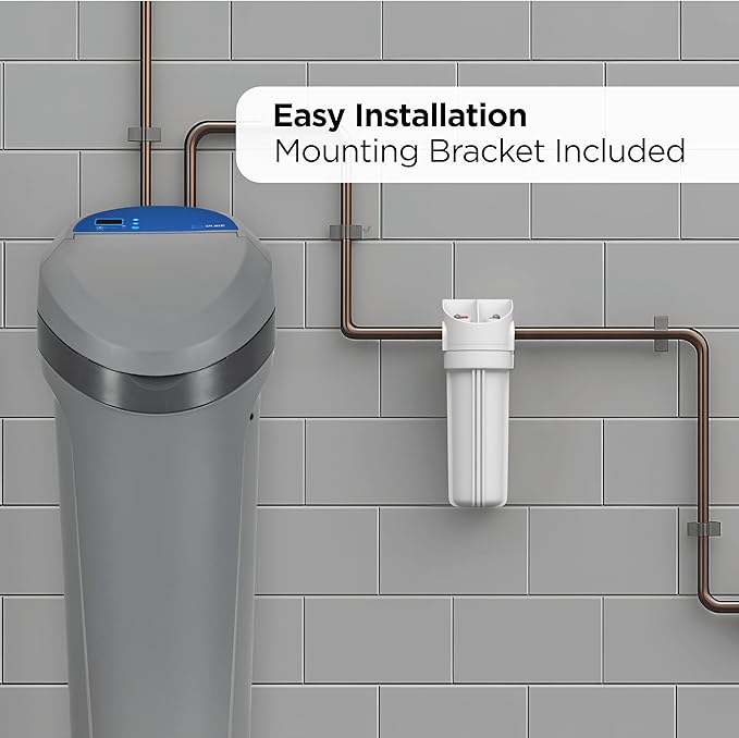 EcoPure EPW2 Whole Home Water Filtration System – Municipal & Well Water – Reduces Sediment, Rust, Dirt & Chlorine Taste & Odor – Includes Mounting Bracket, Pressure Release Button & Sump Wrench
