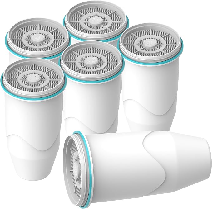 Compatible with Zero Pitchers and Dispenser, 6 Pack | 0 TDS Premium Filtration, Fit for ZR-001 ZR-004 ZP-006 ZR-017 ZS-008 Filters, reducing Lead, Chromium, and Contaminants