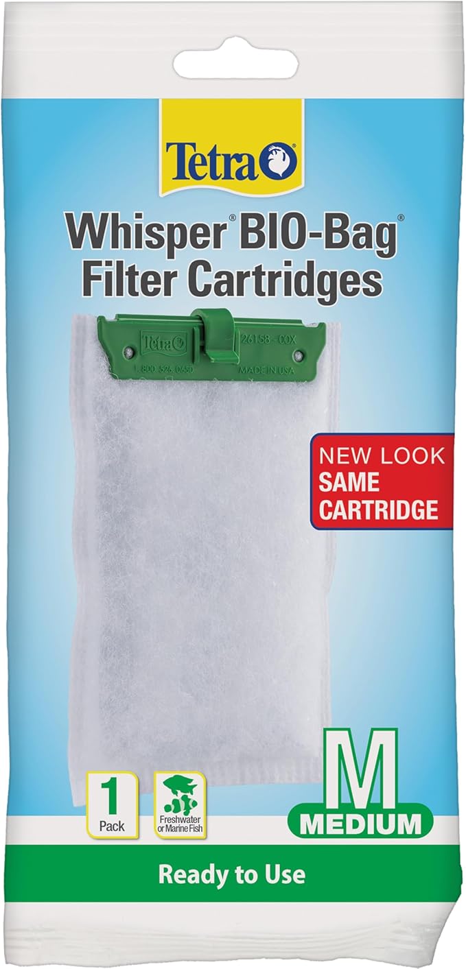 Tetra Whisper Bio-Bag Medium Filter Cartridge for Aquariums, 1 Count, Ready to Use, Fits Tetra Whisper Fish Tank Filters 5-10 Gal, PF-10, IQ 10