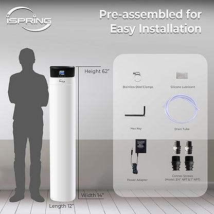 iSpring Elite Series Whole House Central Water Filtration System with Automatic Control Head, Reduces Chlorine, Chloramine, PFAS, Lead, Model: WCF200K