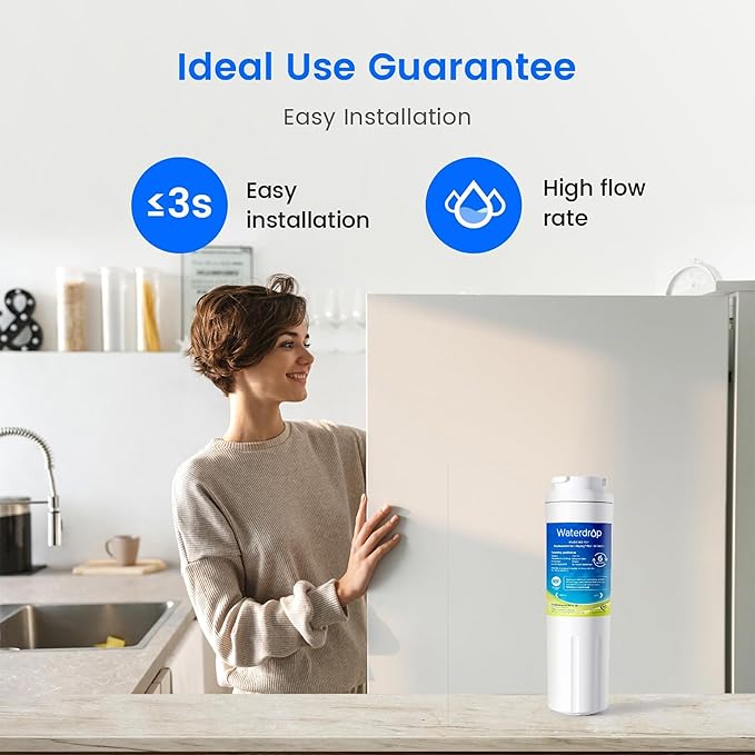 Waterdrop EDR4RXD1 Replacement for EveryDrop® Filter 4, Whirlpool® UKF8001, 4396395, Maytag® UKF8001AXX-200, UKF8001AXX-750, WD-F07, Refrigerator Water Filter, 3 Filters